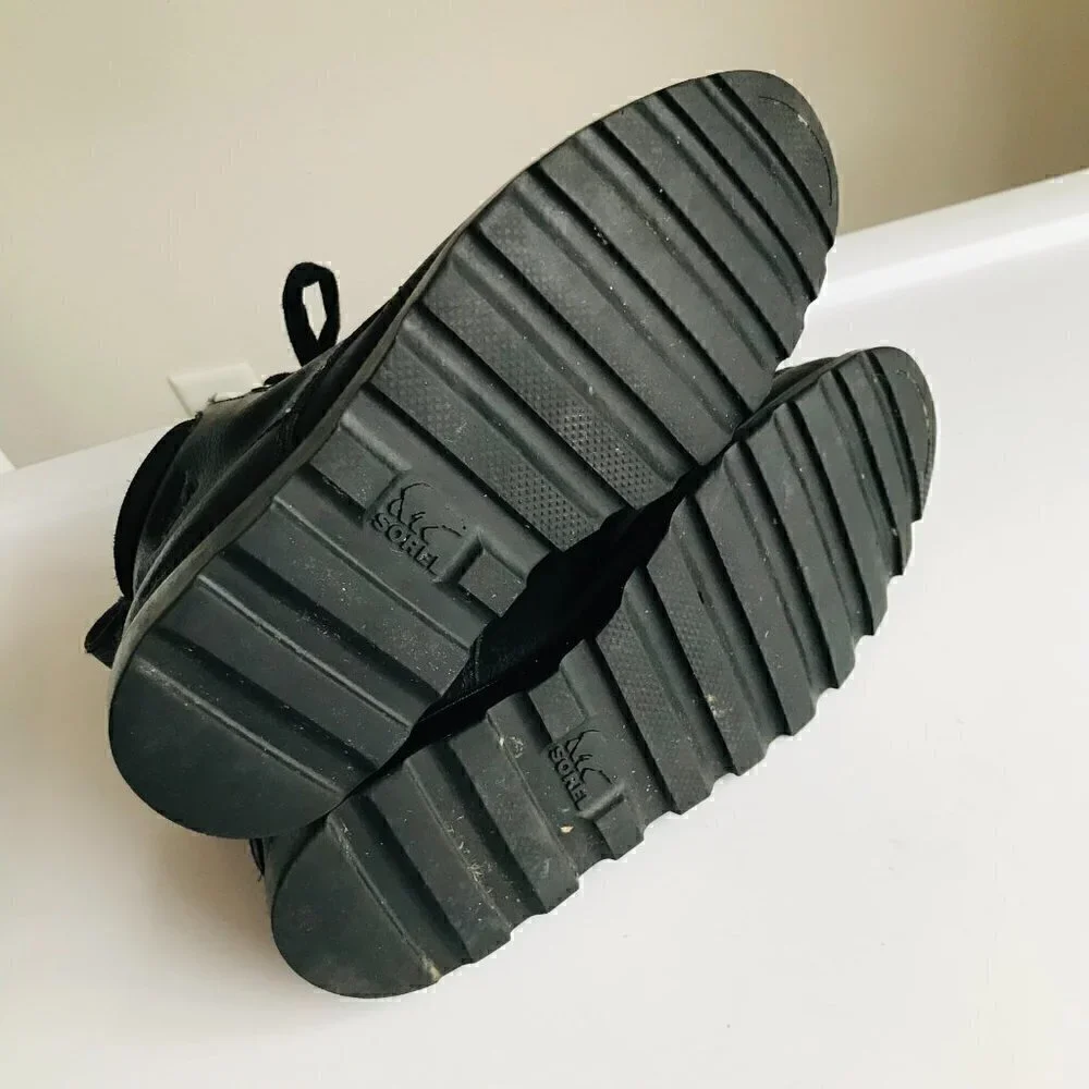 Sorel Madson Black Leather Waterproof Moc Toe Boot Size 5 EUR 37